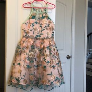 Floral dress with rhinestone waist